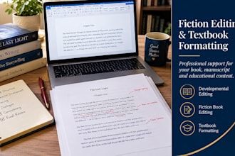 be developmental editor, do fiction book edit, educational textbook formatting