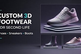 create custom 3d shoes 3d footwear 3d sneakers for second life
