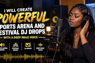 create powerful sports arena and festival dj drops with a deep male voice