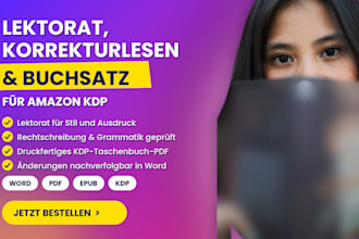 lektorat, korrektorat und buchsatz für ihr deutsches buch auf amazon KDP