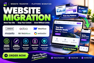 migrate jimdo, odoo, webflow, mozelle, webwave and webador website
