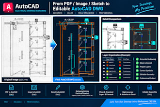 redraw electrical drawings from PDF or image to autocad dwg