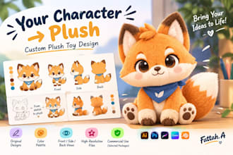 custom plush toy design, toy character, plush, for creators and artists