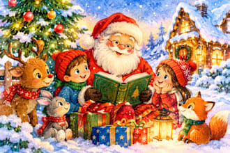 do children christmas water color and whimsical illustration