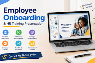 develop employee onboarding powerpoint and professional HR training presentation