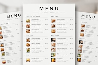 design a professional restaurant menu, cafe menu, or food menu