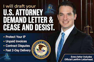 draft a formal legal demand letter and cease and desist as a US attorney