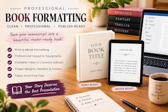 print and ebook formatting, professional layouts, typography