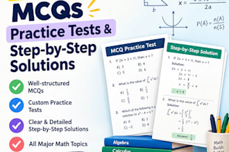 create math mcqs, practice tests and step by step solutions