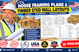 draw residential house framing plans and timber stud wall layouts il