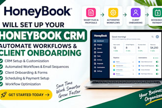 set up honeybook CRM and automate workflows