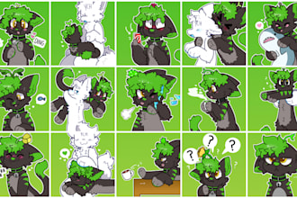 create expressive furry stickers, emotes, sticker pack for telegram, discord