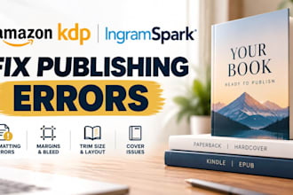 fix amazon KDP, ingramspark formatting errors, margins, bleed and cover issues