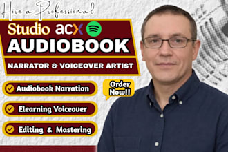 narrate dual fiction audiobook, record deep male voiceover, acx novel narrator
