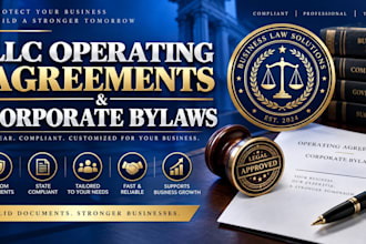 draft llc operating agreement, corporate bylaws, and business contracts