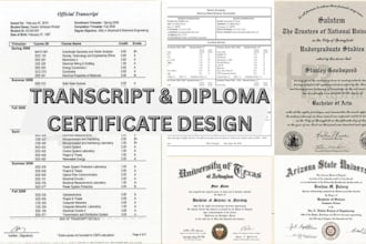 do college transcript design, high school, university ged diploma certificate