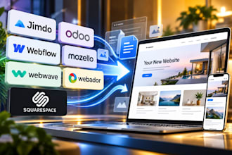migrate jimdo, odoo, webflow, mozello, framer, webador squarespace website