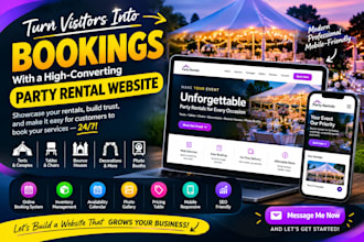 design party rental website, event rental website, photo booth website