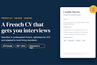 write a professional french CV for france or canada, ats friendly