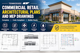 design tennessee commercial retail building architectural plans, city permit