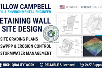 retaining wall site grading and swppp design tennessee georgia california