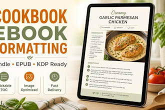 format your cookbook ebook for kindle, epub and KDP
