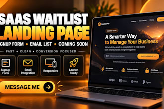 develop a saas waitlist landing page with signup form and email list integration