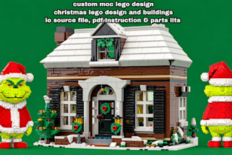 design lego moc, lego christmas building, lego model miniature with instruction