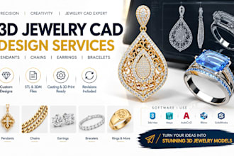 design 3d jewelry cad for custom pendants, chains, earrings and bracelets
