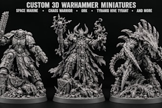 create 3d miniature custom and sculpt 3d miniature for stl printing