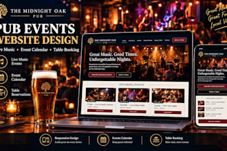 create a pub website with live music events and table booking