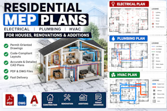 draw residential mep plans for house renovations and additions