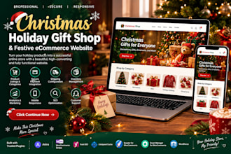 create a christmas holiday gift shop and festive ecommerce website