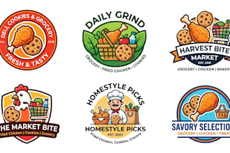 create a professional fried chicken, cookies, grocery logo