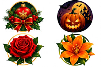 design a professional christmas, halloween, rose, orange flower logo