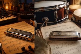 record synth, drums, percussion, harmonica for your session music track
