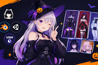 create vtuber halloween outfit, custom vrm clothing and warudo avatar costumes