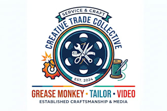 create a professional grease monkey, tailor, and video logo