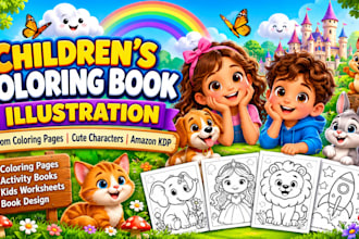 design custom kids coloring books activity books line art and kdp book design
