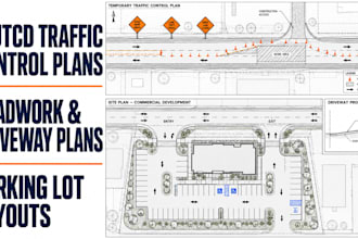mutcd traffic control plan, road construction plan, driveway plan, parking lot