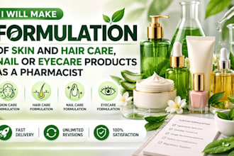 make formulation of skin and hair care, nail or eyecare products as a pharmacist