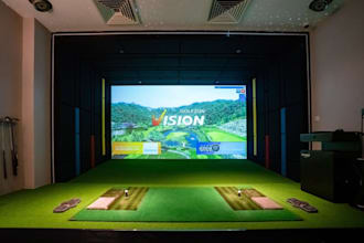 design 3d golf course, indoor golf sim, virtual golf course, lounge layout