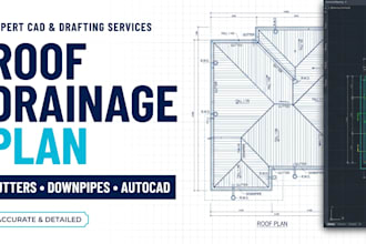 draw roof drainage plan architectural drainage plan, rainwater drainage, autocad