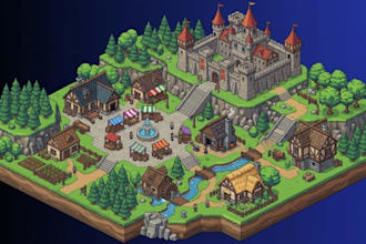 create isometric pixel art tileset game tilemap rp game background game asset