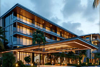 refurbish hostel, restaurant, office,retailer store exterior,interior rendering