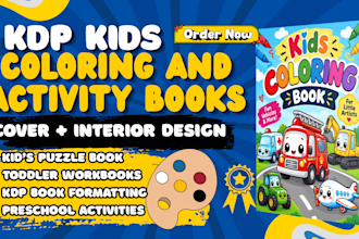 create coloring book, activity book interiors, puzzle book for amazon KDP,