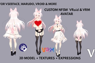 create nsfw vroid model, nsfw vrm anime vtuber avatar and 3d vtuber character