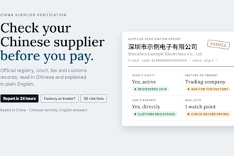 verify a chinese supplier in official registry, court and customs records