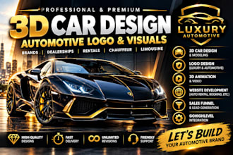 create luxury 3d car designs and automotive logo