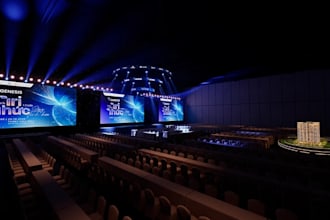 design concert event stage, auditorium setup, led conference venue,3d event hall
